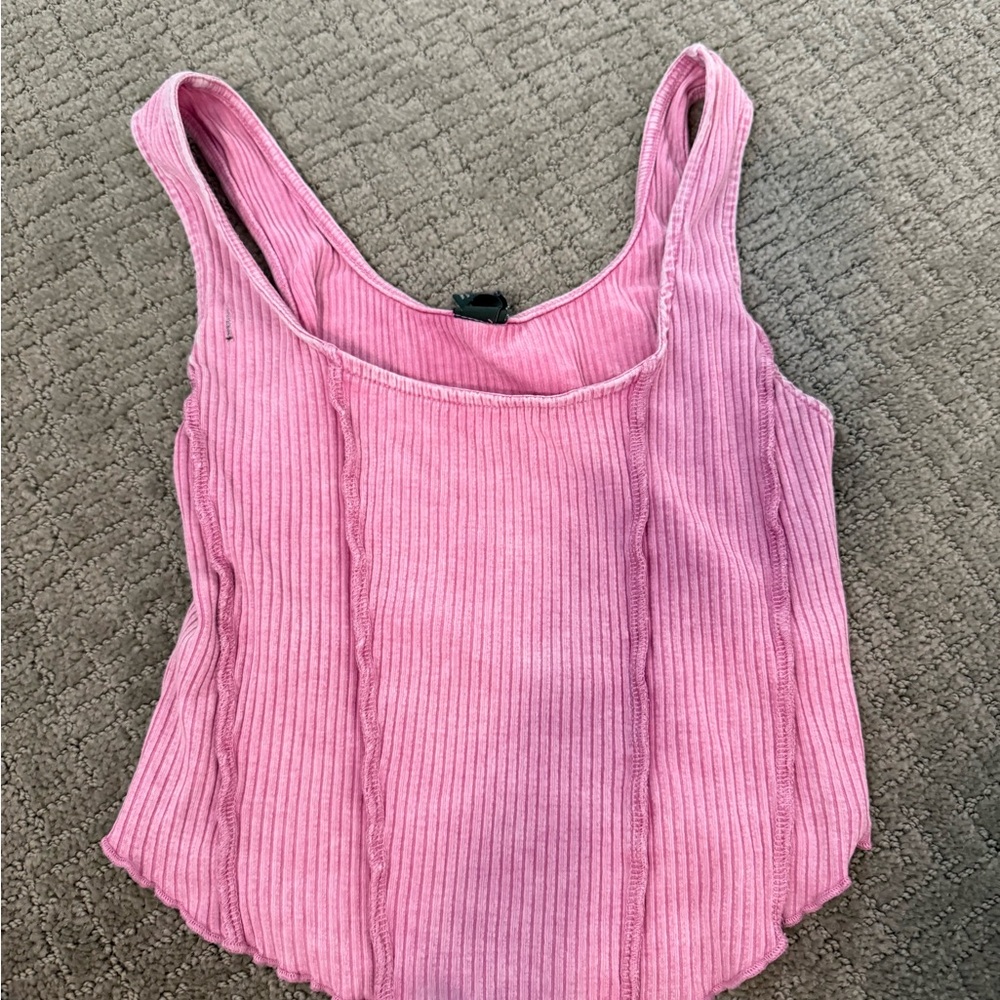 Wild fable Women's Pink Ribbed Tank Top